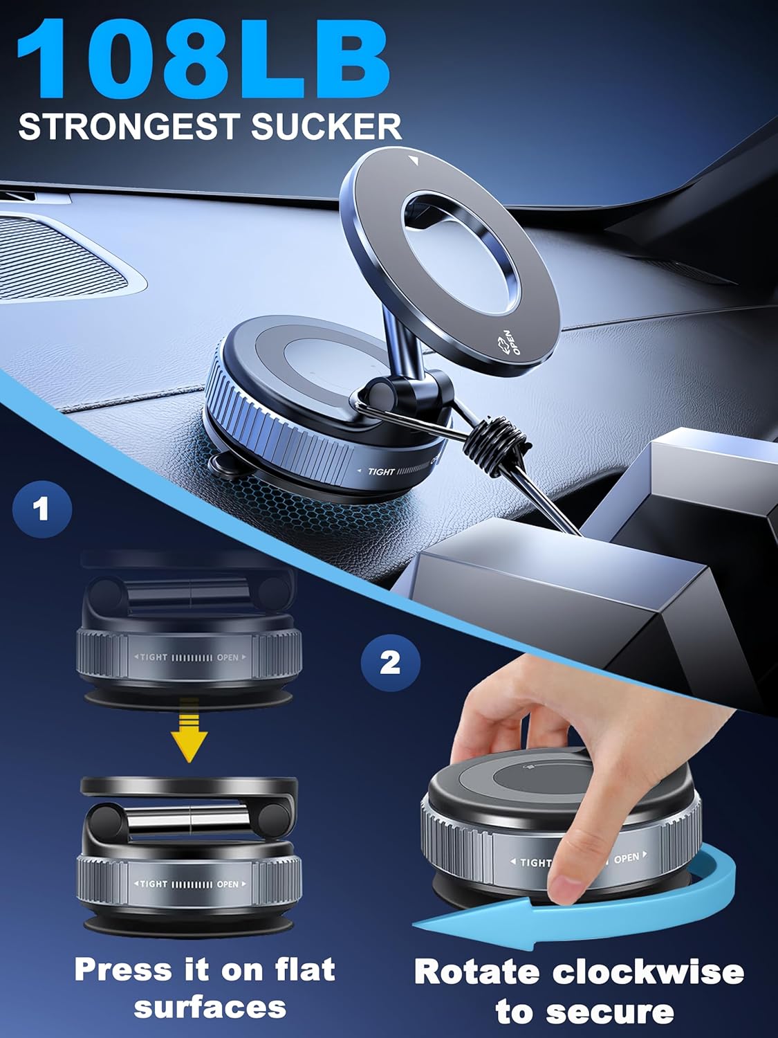 HoldSonic™ Magnetic Vacuum Phone Mount