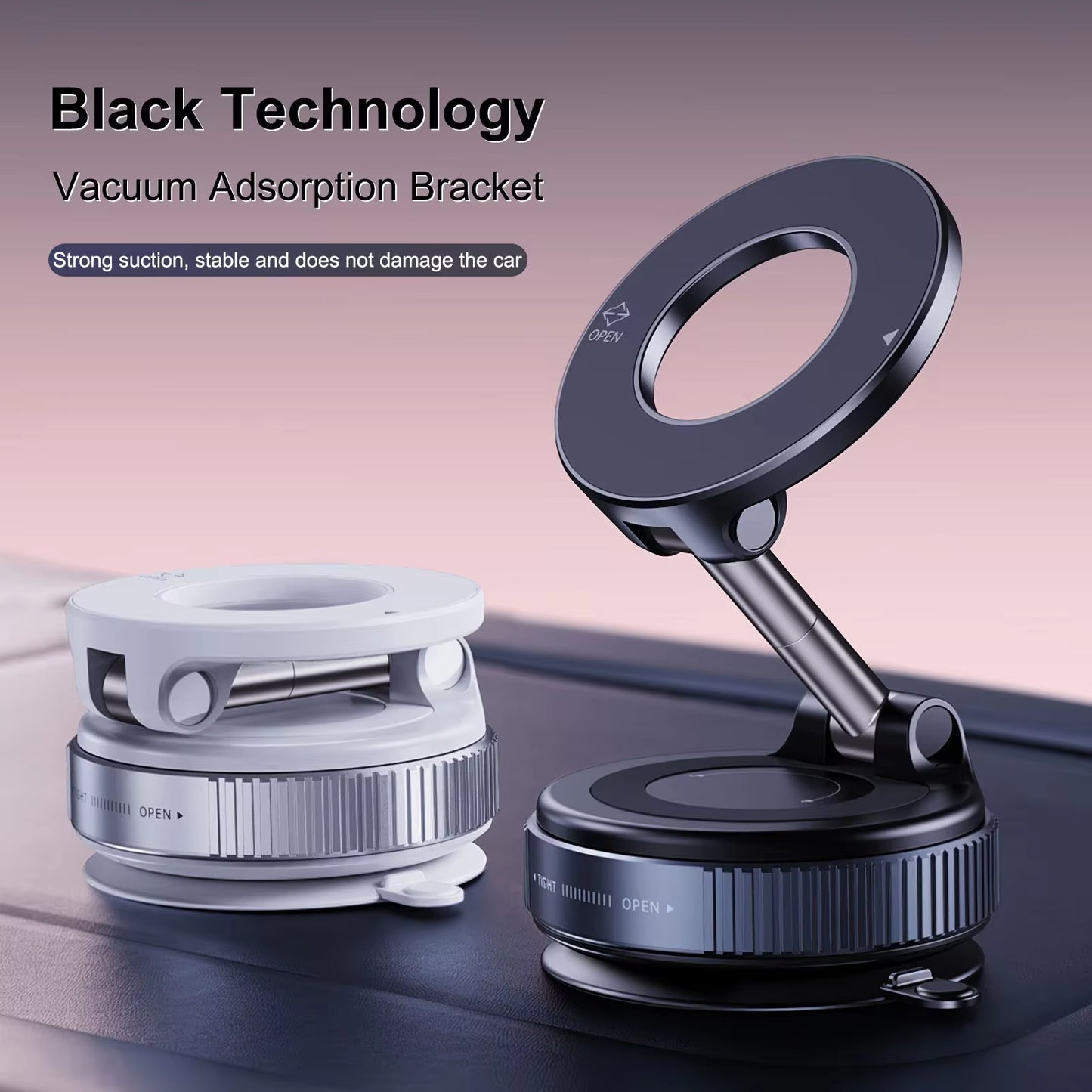 HOLDSONIC Car Mount Vacuum Magnetic Holder Foldable Strong Suction Stand for Cell Phone