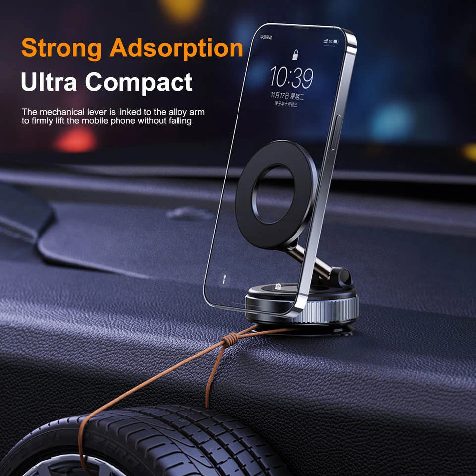 HOLDSONIC Car Mount Vacuum Magnetic Holder Foldable Strong Suction Stand for Cell Phone